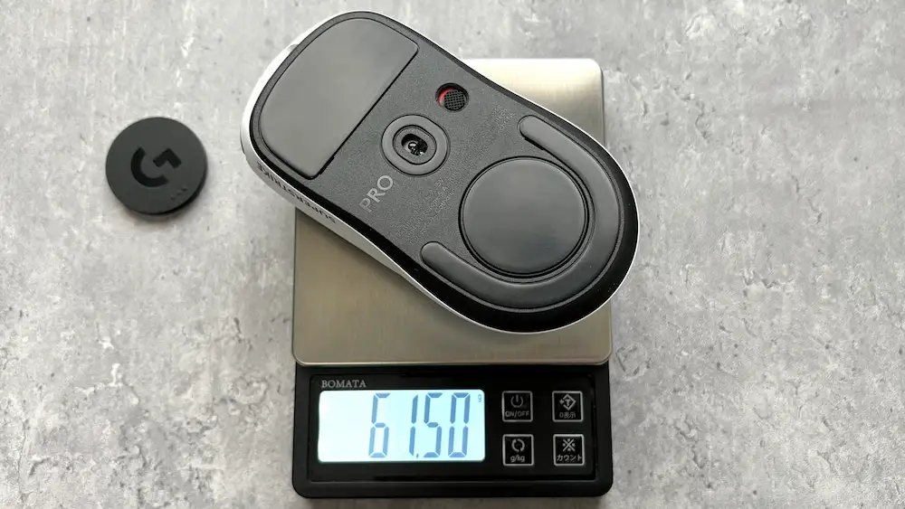 マウスソール蓋での重さ