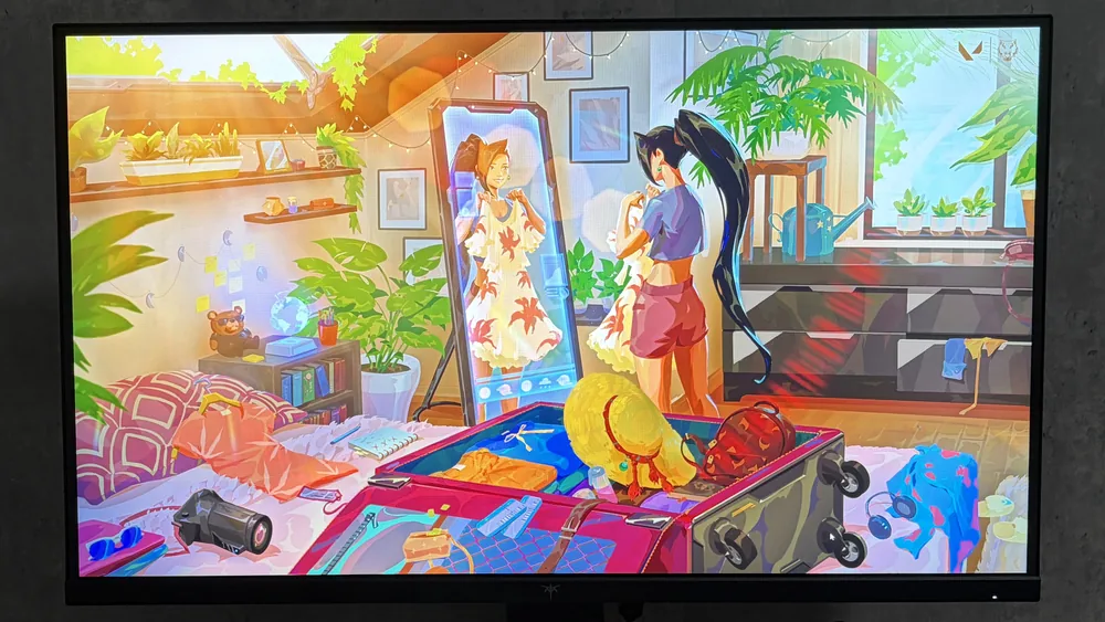 KTC 27M1 Proの暖色を含むイラストの表示例